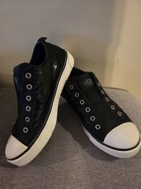 UGG Black Sequin Slip-On Sneakers RARE! Size 6
